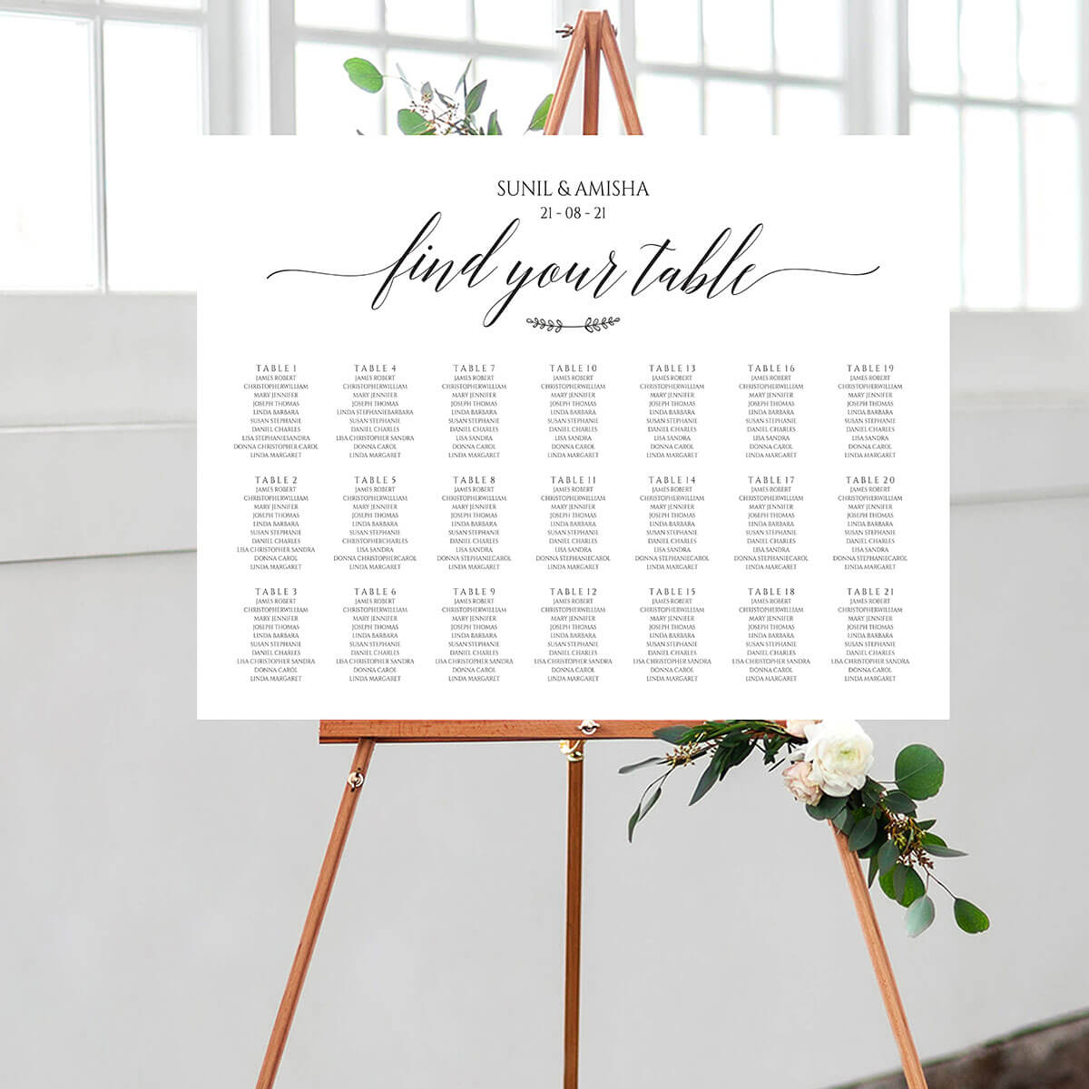 Traditional Rectangle Wedding Seating Chart 1