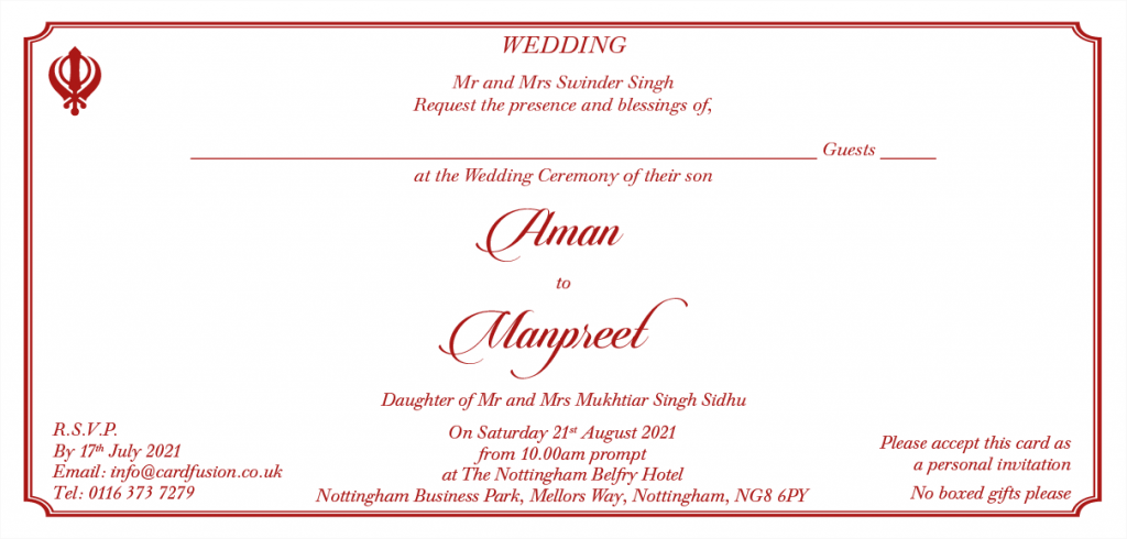 Sikh Wedding Invitation Wordings CardFusion