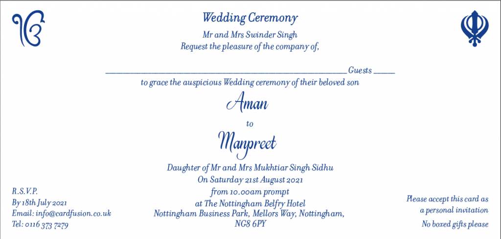 Sikh Wedding Invitation Wordings CardFusion