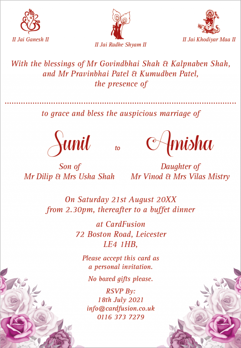 Hindu Wedding Invitation Wordings – CardFusion